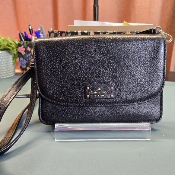 KATE SPADE Convertible Black Grain Leather Mikka Grove Street Crossbody Bag - Picture 9 of 9